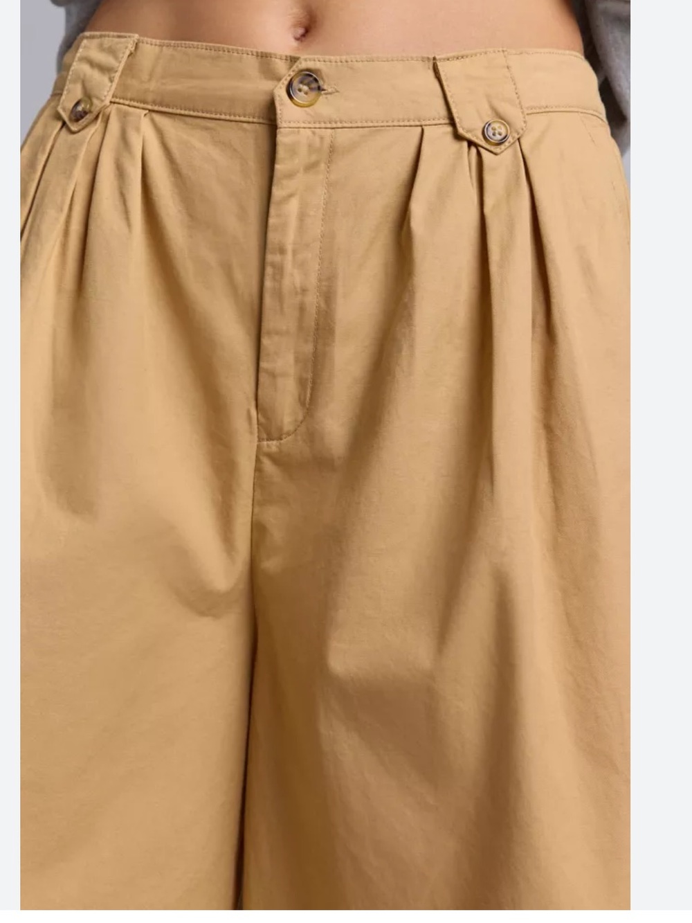 BDG Kari Twill Wide-Leg Cropped Culotte Golden Khaki - Picture 4 of 10